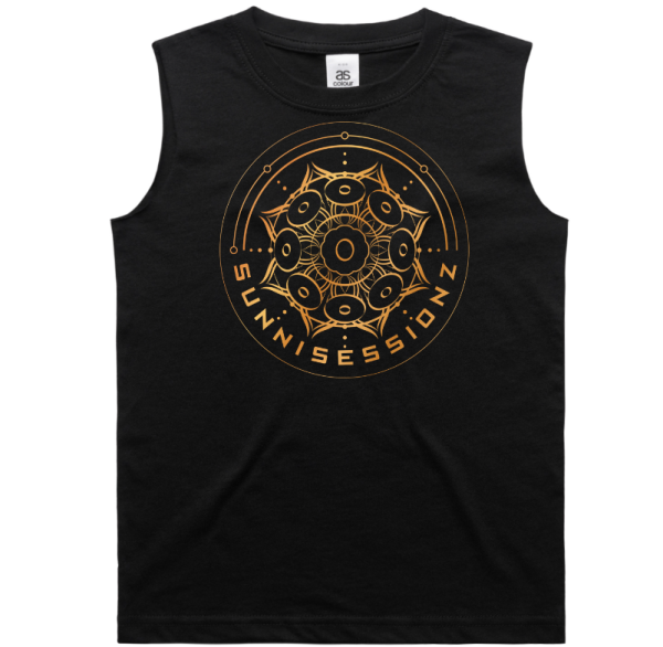 Sunnisessionz Shimmer Gold Logo Youth Tank White / Black - Image 2